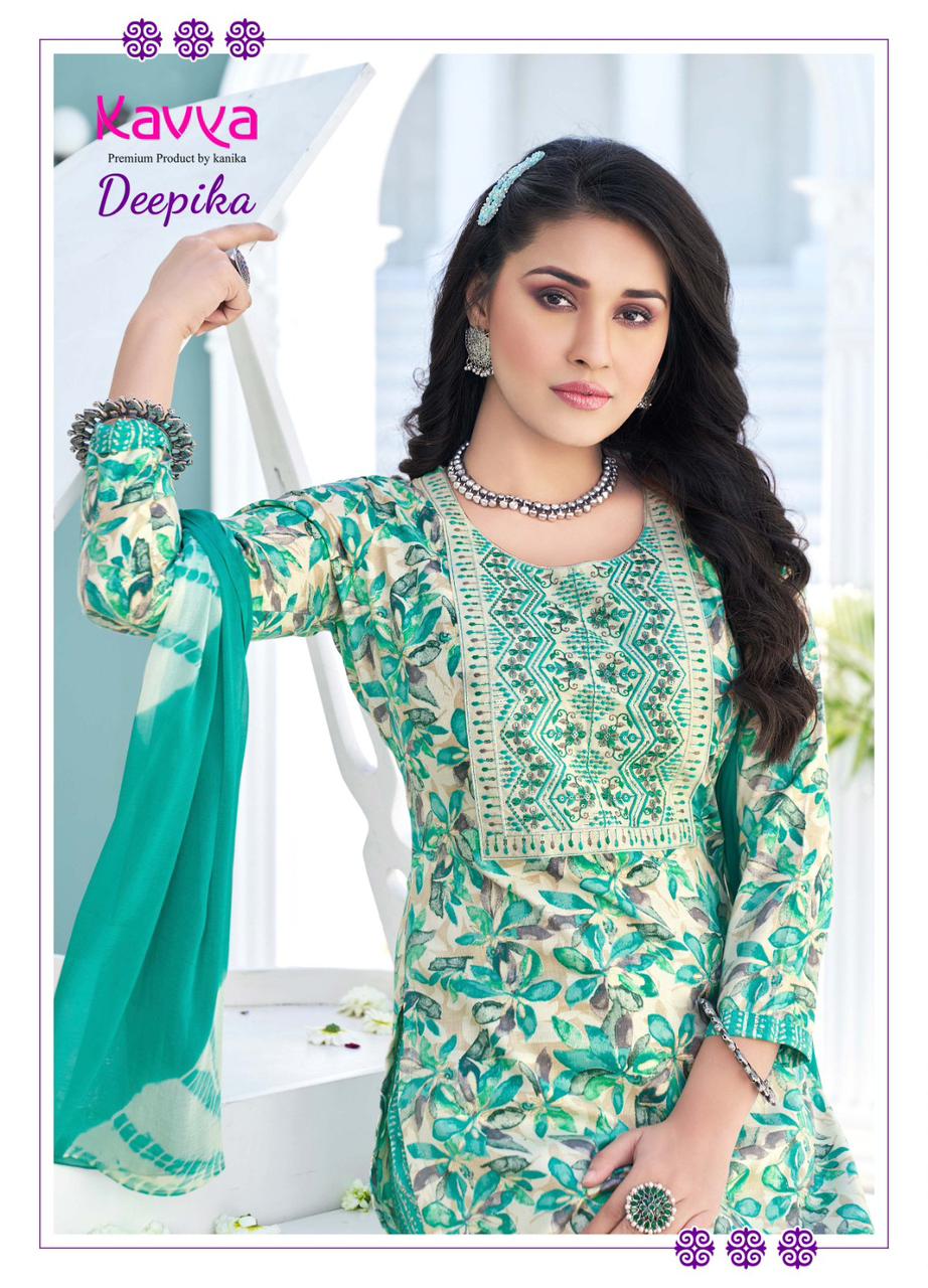 Deepika Vol 12 By Kavya Straight Cut Embroidery Kurti With Bottom Dupatta Wholesale Market
